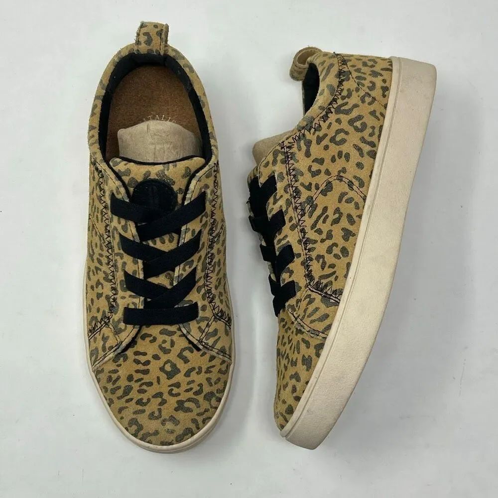 Spenco Revitalign Misty Suede Sneakers Womens Sz 7 Leopard Print Water Repellent